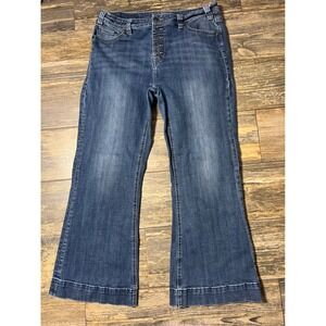 Rock & Roll Cowgirl High Rise Trouser Flare Jeans Womens 34x30 Button‎ Fly Boho